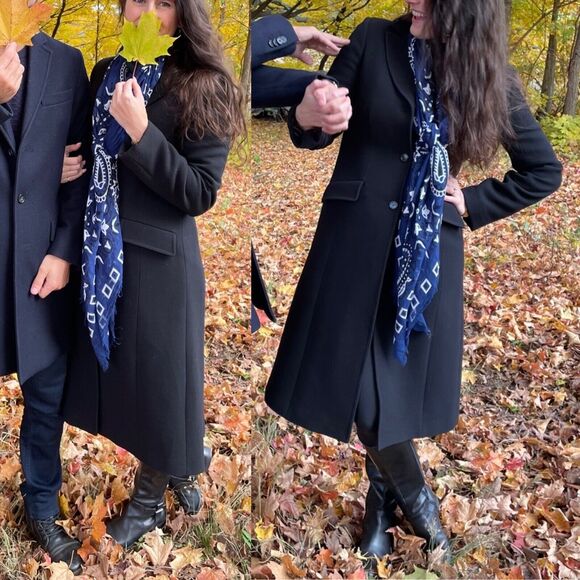 J.crew Lady Day Long Pea Coat Italian Wool Black Fitted Tailored 6 Tall - Picture 12 of 12